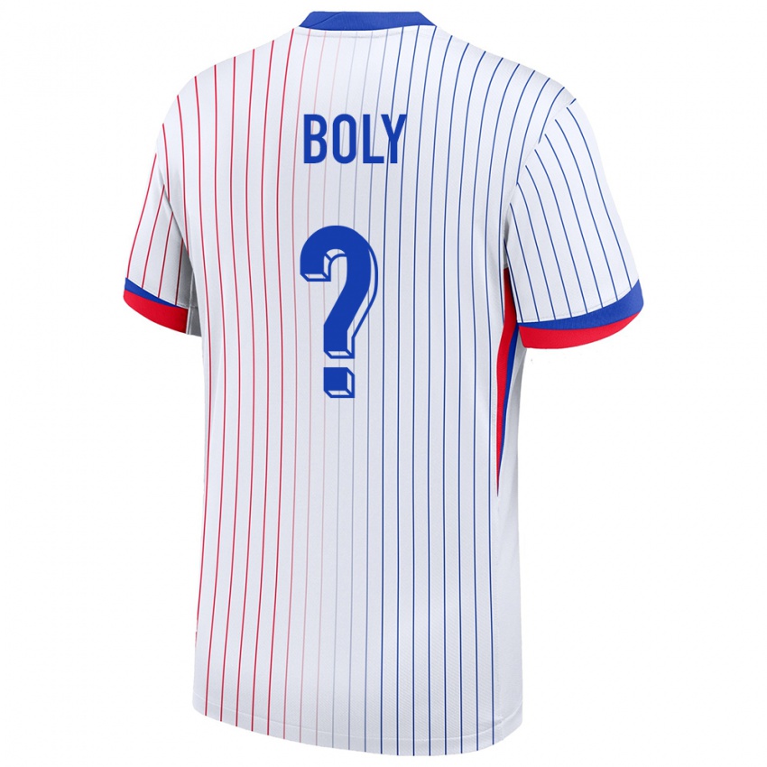 נשים צרפת David Boly #0 לבן הרחק ג'רזי 24-26 חולצה קצרה