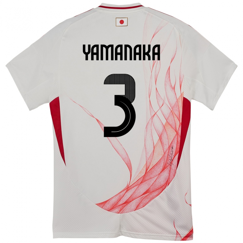 נשים יַפָּן Yuki Yamanaka #3 לָבָן הרחק ג'רזי 24-26 חולצה קצרה