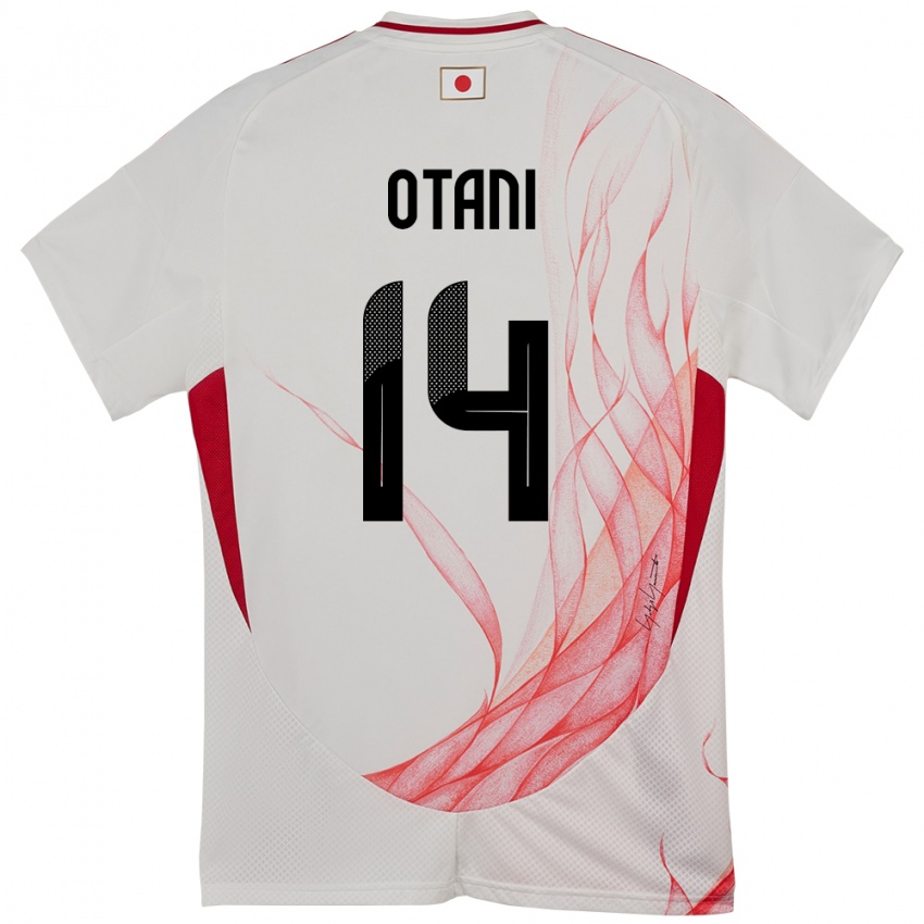 נשים יַפָּן Minato Otani #14 לָבָן הרחק ג'רזי 24-26 חולצה קצרה