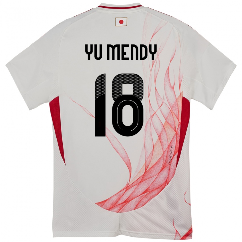 נשים יַפָּן Simon Yu Mendy #18 לָבָן הרחק ג'רזי 24-26 חולצה קצרה