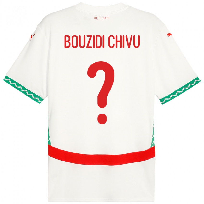 נשים מָרוֹקוֹ Rayan Bouzidi Chivu #0 לָבָן הרחק ג'רזי 24-26 חולצה קצרה