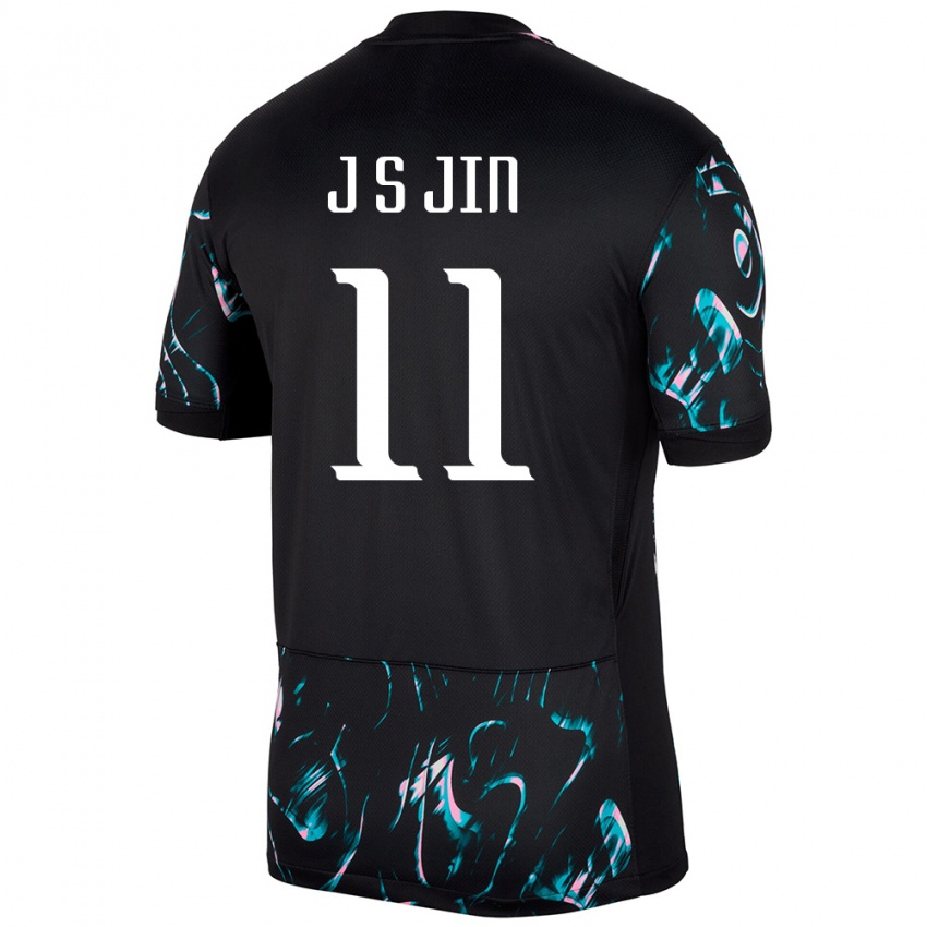נשים דרום קוריאה Jun-Seo Jin #11 שָׁחוֹר הרחק ג'רזי 24-26 חולצה קצרה