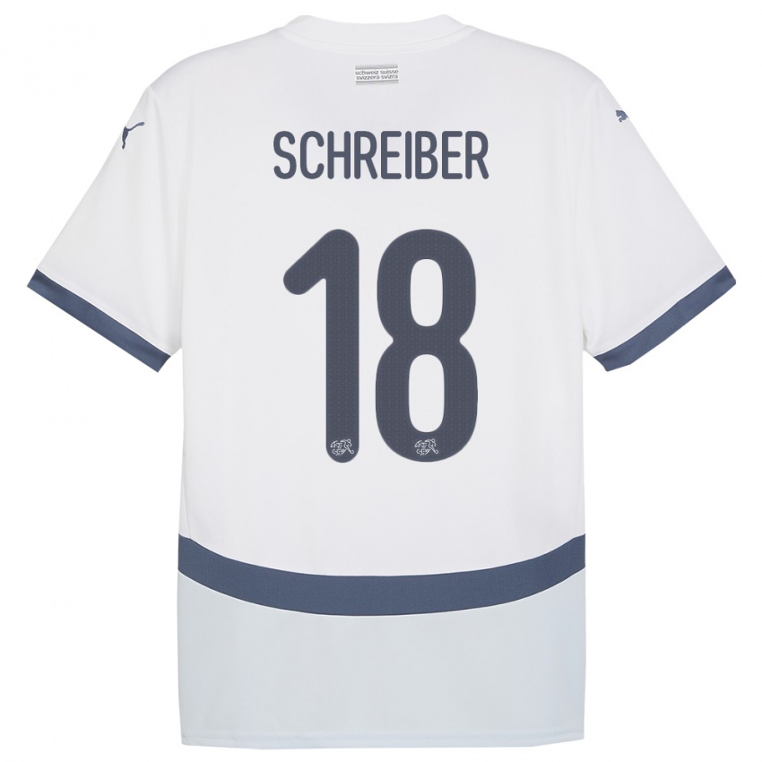 נשים שווייץ Loris Schreiber #18 לבן הרחק ג'רזי 24-26 חולצה קצרה