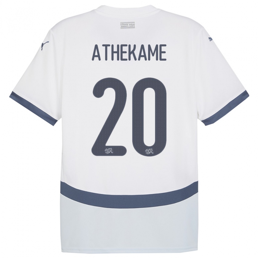 נשים שווייץ Zachary Athekame #20 לבן הרחק ג'רזי 24-26 חולצה קצרה