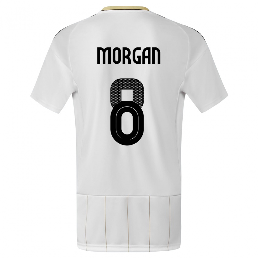 נשים קוסטה ריקה Hakeem Morgan #8 לבן הרחק ג'רזי 24-26 חולצה קצרה