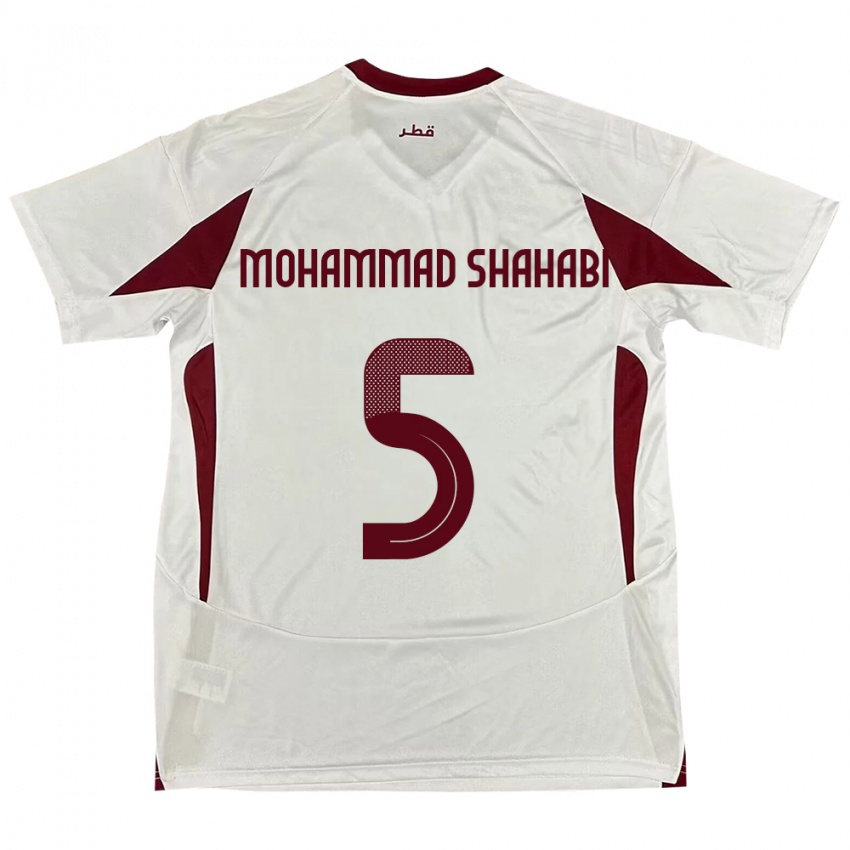 נשים קטאר Ali Mohammad Shahabi #5 לָבָן הרחק ג'רזי 24-26 חולצה קצרה
