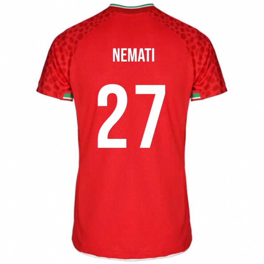 נשים איראן Ali Nemati #27 אָדוֹם הרחק ג'רזי 24-26 חולצה קצרה
