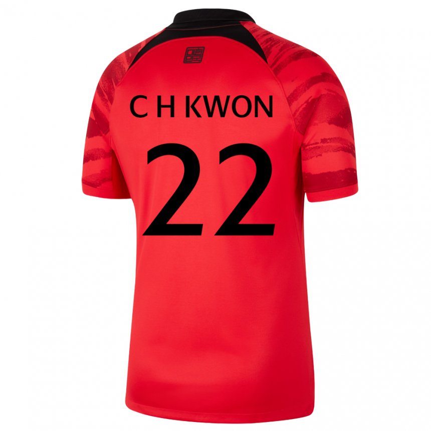 ילדים נבחרת קוריאה קוון צ'אנג-הון #22 אדום שחור ג'רזי ביתית 22-24 חולצה קצרה