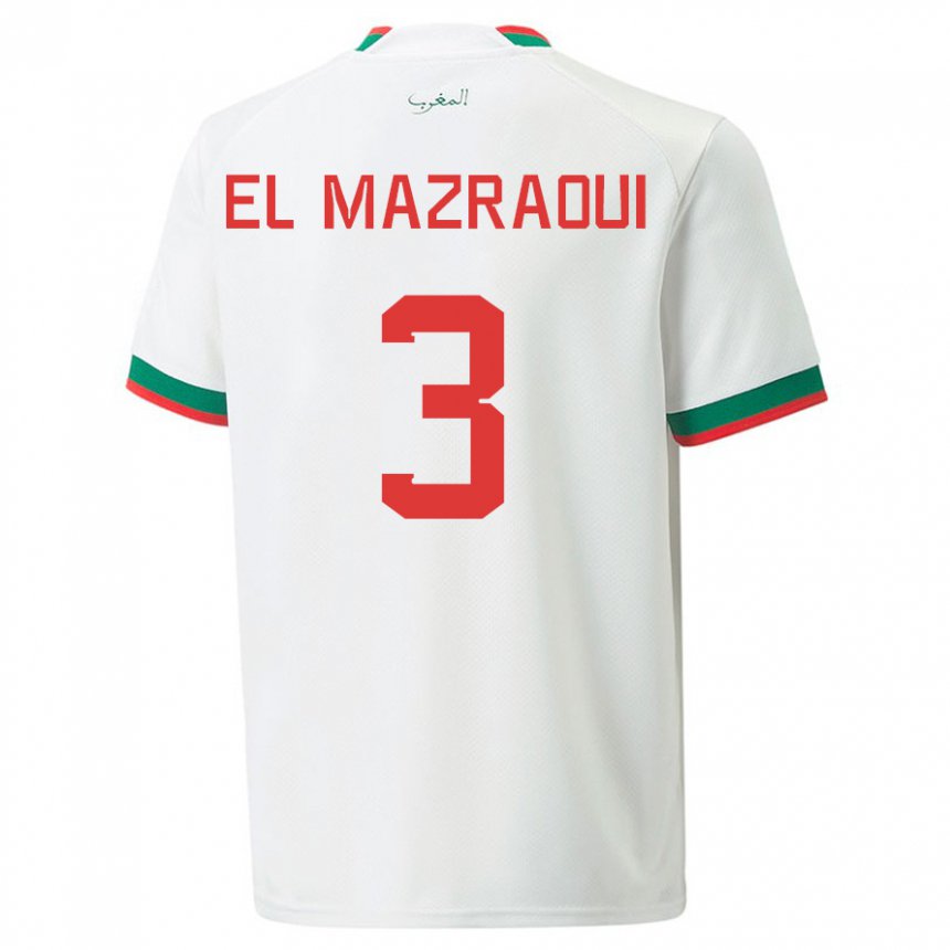 ילדים מרוקו נוסייר מזראוי #3 לבן הרחק ג'רזי 22-24 חולצה קצרה