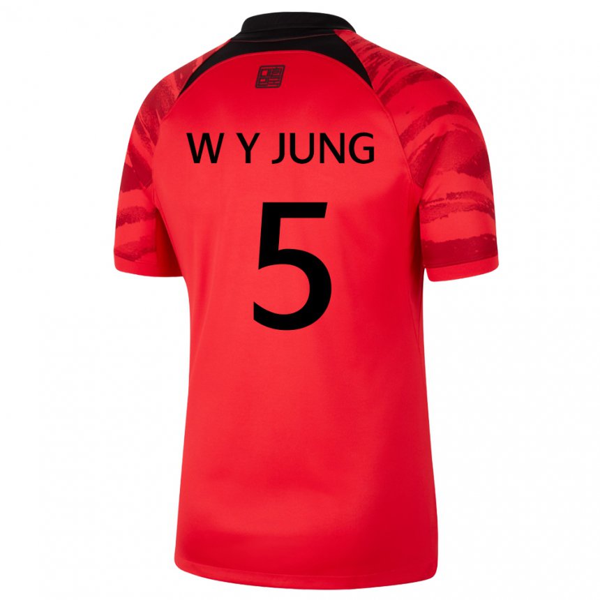גברים נבחרת קוריאה וו יונג ג'אנג #5 אדום שחור ג'רזי ביתית 22-24 חולצה קצרה