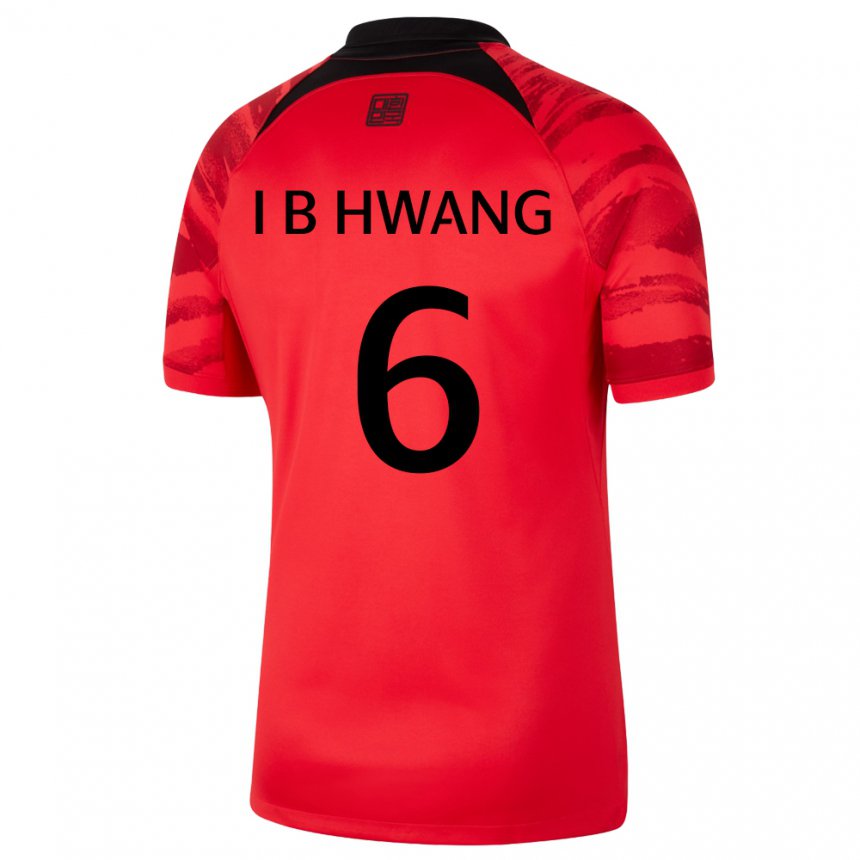 גברים נבחרת קוריאה הוואנג אין-באום #6 אדום שחור ג'רזי ביתית 22-24 חולצה קצרה