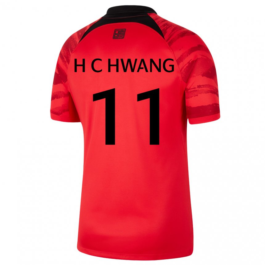 גברים נבחרת קוריאה הואנג הי-צ'ן #11 אדום שחור ג'רזי ביתית 22-24 חולצה קצרה