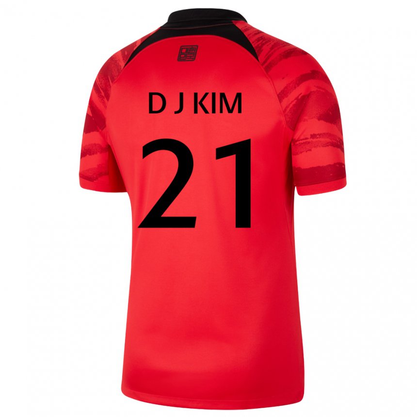 גברים נבחרת קוריאה קים דונג-ג׳אן #21 אדום שחור ג'רזי ביתית 22-24 חולצה קצרה