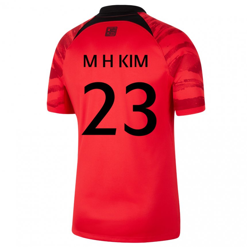 גברים נבחרת קוריאה קים מון-הוואן #23 אדום שחור ג'רזי ביתית 22-24 חולצה קצרה