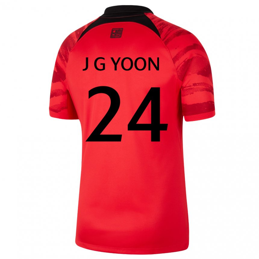 גברים נבחרת קוריאה יון ג'ונג-גיו #24 אדום שחור ג'רזי ביתית 22-24 חולצה קצרה