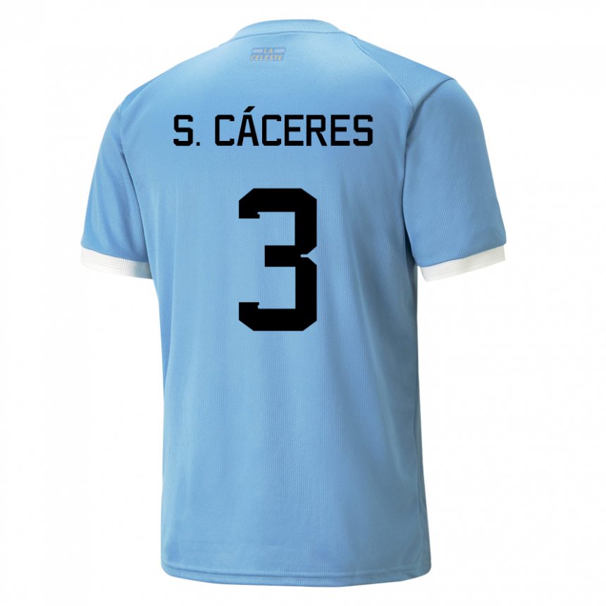 גברים אורוגוואי סבסטיאן קאסרס #3 כָּחוֹל ג'רזי ביתית 22-24 חולצה קצרה