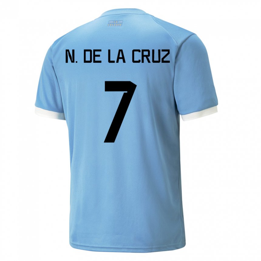 גברים אורוגוואי ניקולס דה לה קרוס #7 כָּחוֹל ג'רזי ביתית 22-24 חולצה קצרה