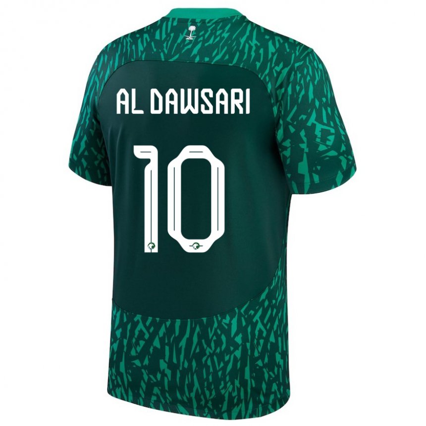 גברים ערב הסעודית סאלאם אל דוסארי #10 ירוק כהה הרחק ג'רזי 22-24 חולצה קצרה