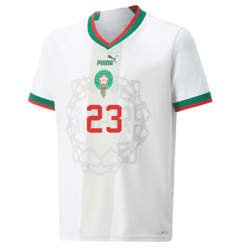 נשים מרוקו ראיין מאה #23 לבן הרחק ג'רזי 22-24 חולצה קצרה