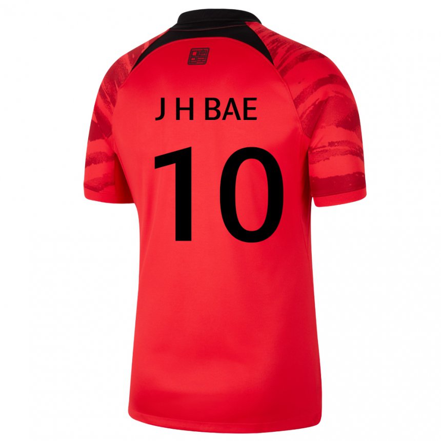 ילדים נבחרת קוריאה ג׳ון-הו באה #10 אדום שחור ג'רזי ביתית 22-24 חולצה קצרה