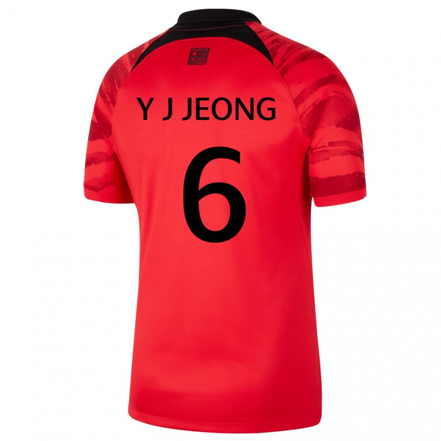 גברים נבחרת קוריאה JE על GY U Jin #6 אדום שחור ג'רזי ביתית 22-24 חולצה קצרה