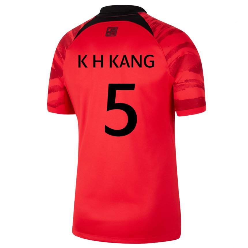 גברים נבחרת קוריאה קאנג קיו הון #5 אדום שחור ג'רזי ביתית 22-24 חולצה קצרה