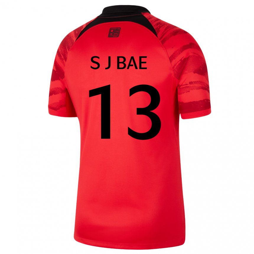 גברים נבחרת קוריאה סאו-ג׳ון באה #13 אדום שחור ג'רזי ביתית 22-24 חולצה קצרה