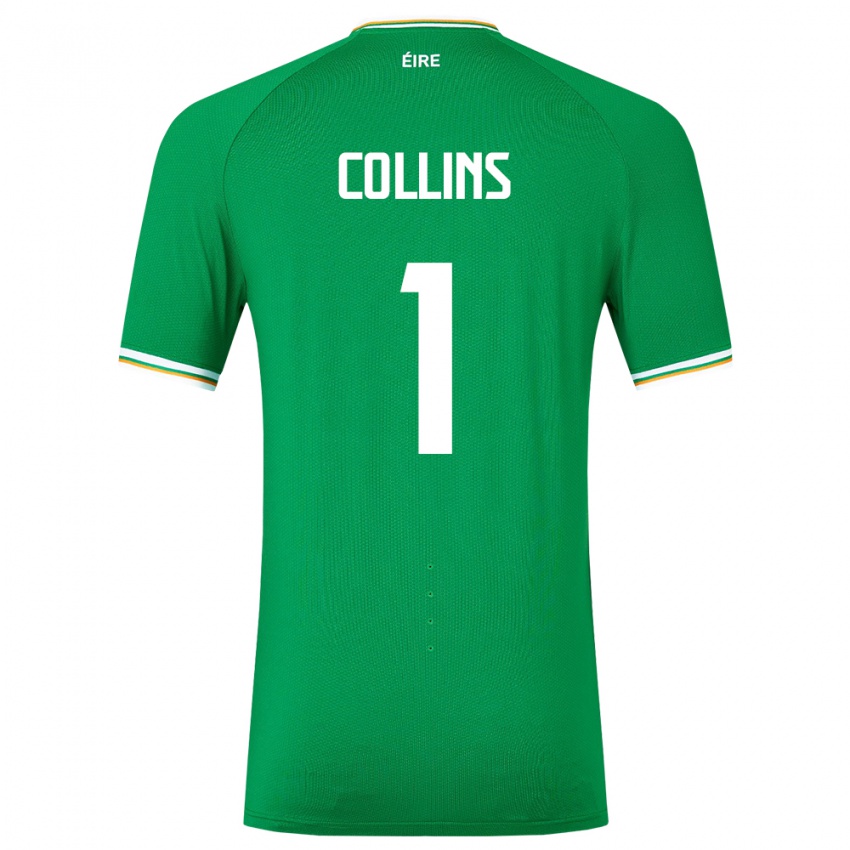ילדים אירלנד ג'ו קולינס #1 ירוק ג'רזי ביתית 24-26 חולצה קצרה