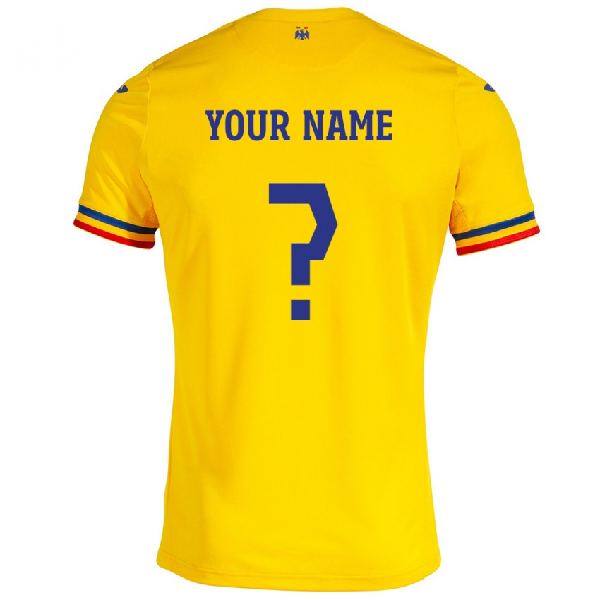 ילדים רומניה השם שלך #0 צהוב ג'רזי ביתית 24-26 חולצה קצרה