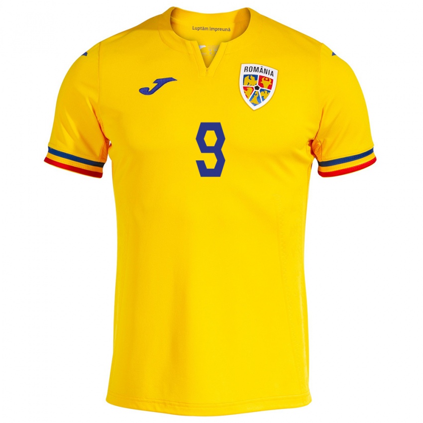 ילדים רומניה ג'ורג'ה פושקש #9 צהוב ג'רזי ביתית 24-26 חולצה קצרה