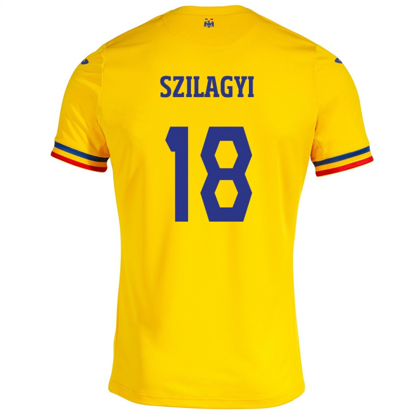 ילדים רומניה Szabolcs Szilágyi #18 צהוב ג'רזי ביתית 24-26 חולצה קצרה