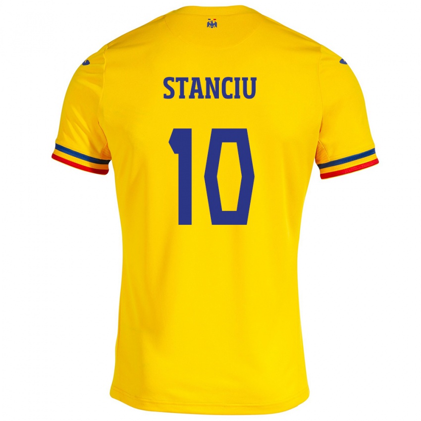 גברים רומניה ניקולאה סטנצ'יו #10 צהוב ג'רזי ביתית 24-26 חולצה קצרה