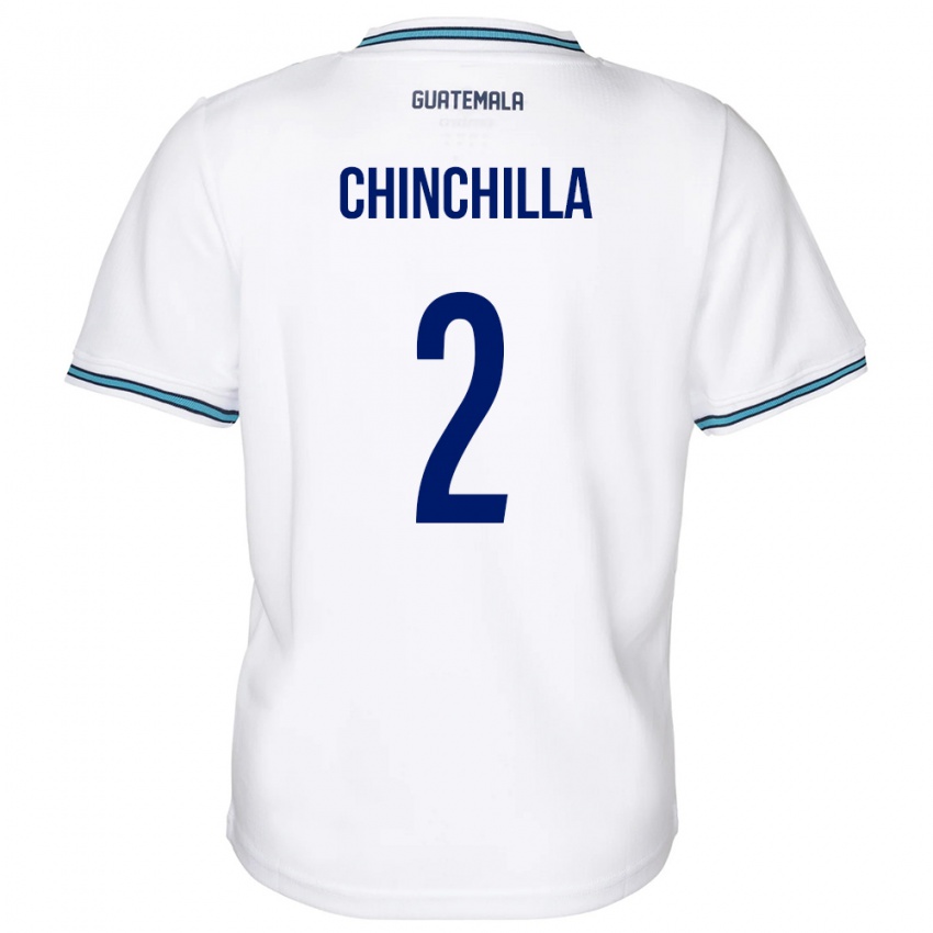 גברים גואטמלה ניקולס צ'ינצ'ילה #2 לבן ג'רזי ביתית 24-26 חולצה קצרה