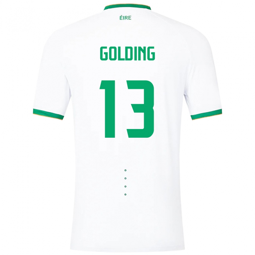 נשים אירלנד ג'יימס גולדינג #13 לבן הרחק ג'רזי 24-26 חולצה קצרה