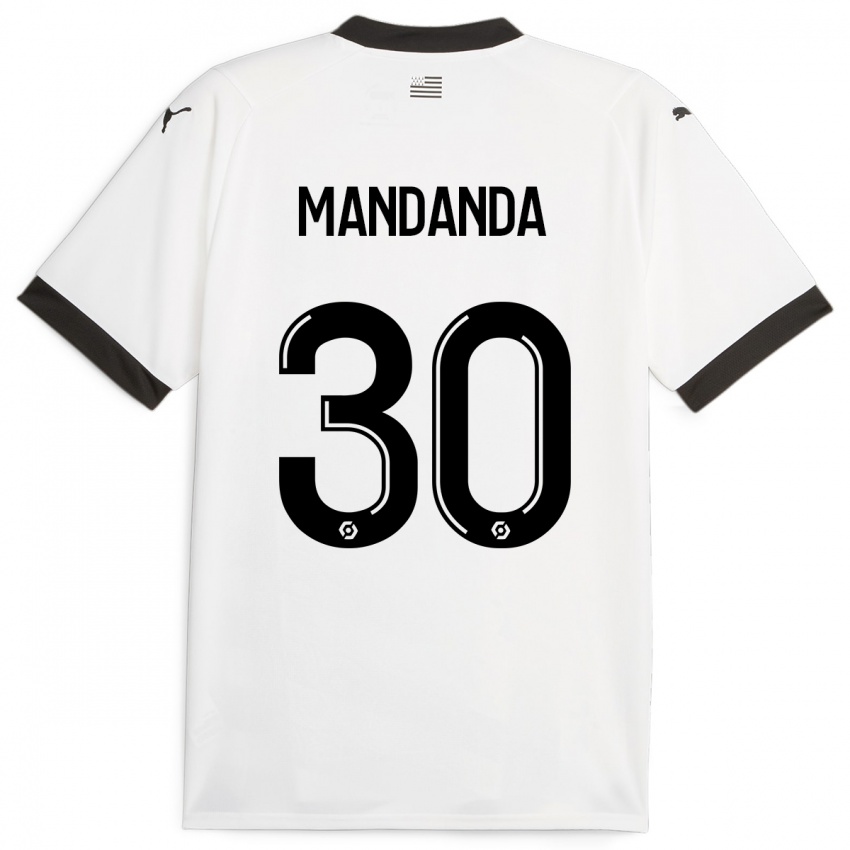 ילדים סטיב מנדנדה #30 לבן הרחק ג'רזי 2023/24 חולצה קצרה