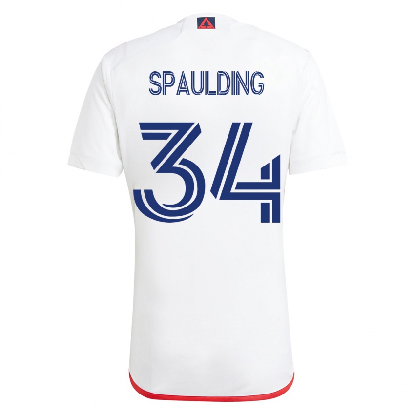 ילדים ראיין ספולדינג #34 לבן אדום הרחק ג'רזי 2023/24 חולצה קצרה