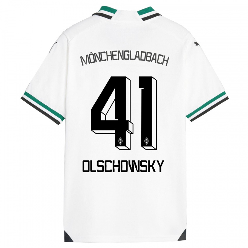 גברים Jan Jakob Olschowsky #41 לבן ירוק ג'רזי ביתית 2023/24 חולצה קצרה