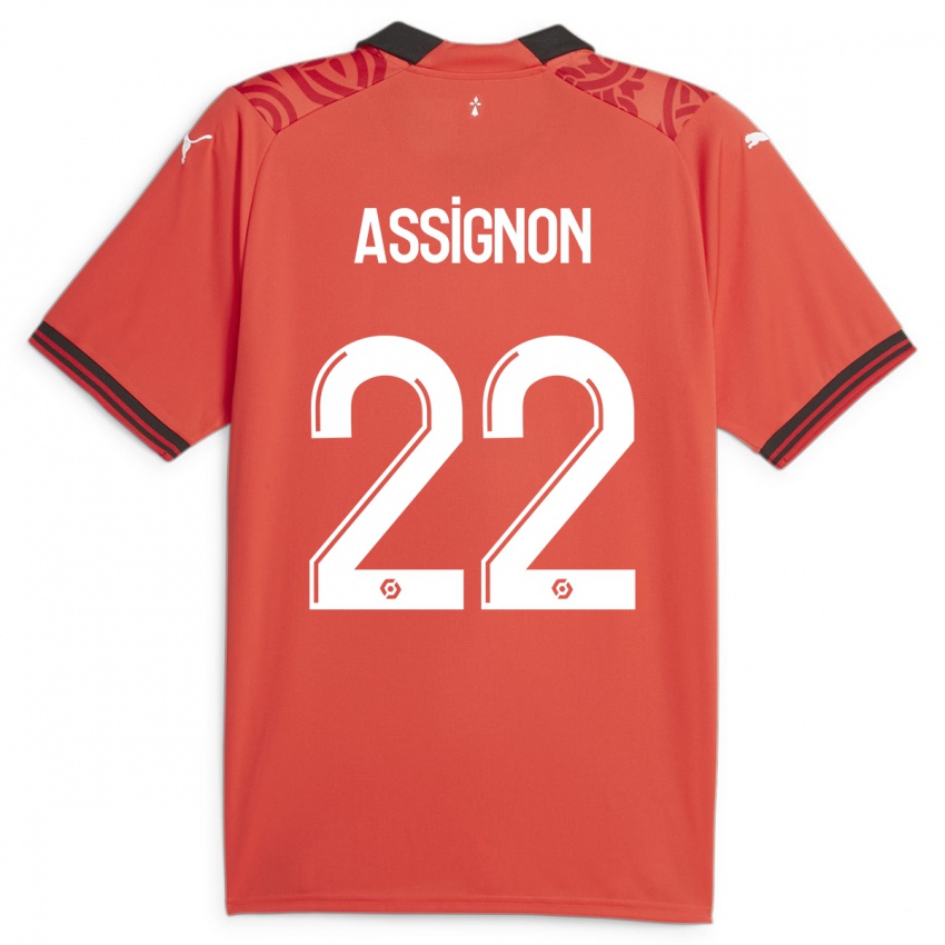 גברים Lorenz Assignon #22 אָדוֹם ג'רזי ביתית 2023/24 חולצה קצרה