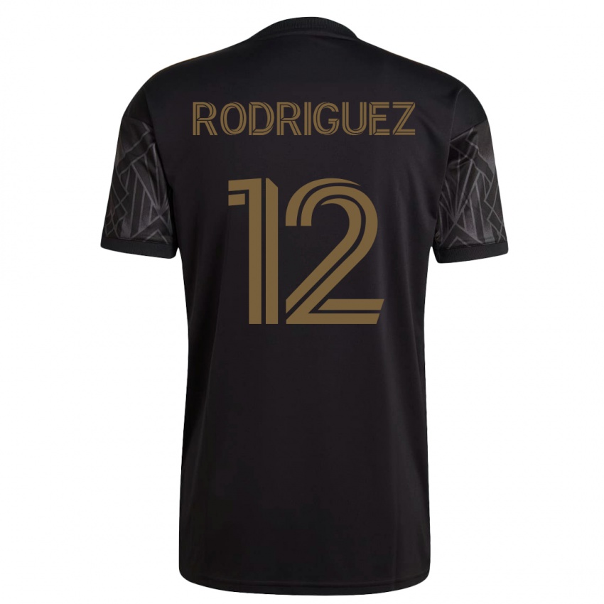 גברים Jeremi Rodriguez #12 שָׁחוֹר ג'רזי ביתית 2023/24 חולצה קצרה