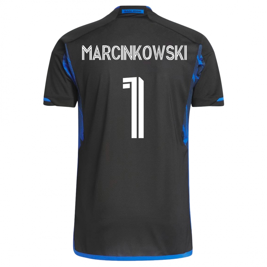 גברים ג'יי טי מרסינקובסקי #1 כחול שחור ג'רזי ביתית 2023/24 חולצה קצרה