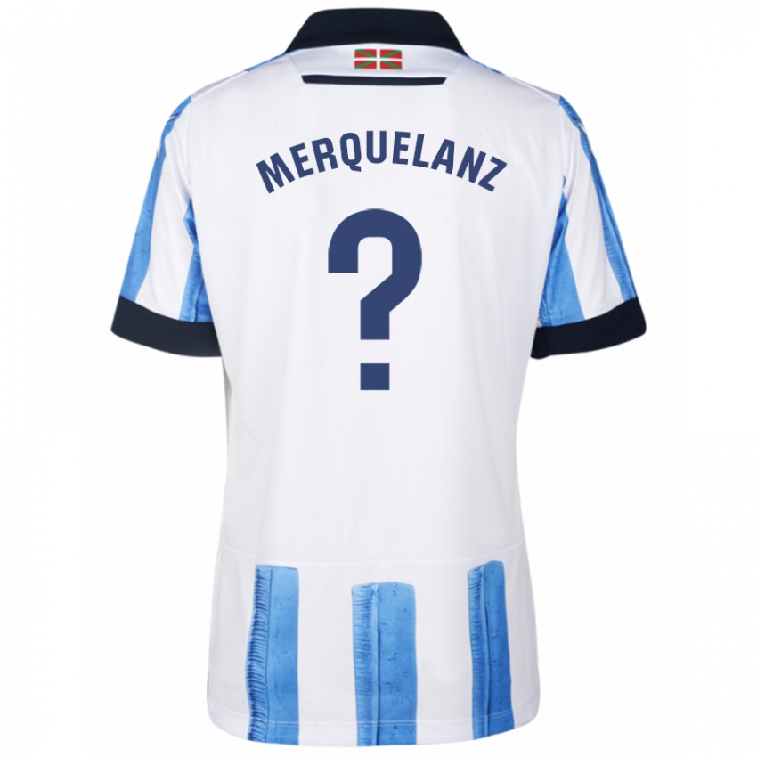 גברים Martín Merquelanz #0 כחול לבן ג'רזי ביתית 2023/24 חולצה קצרה