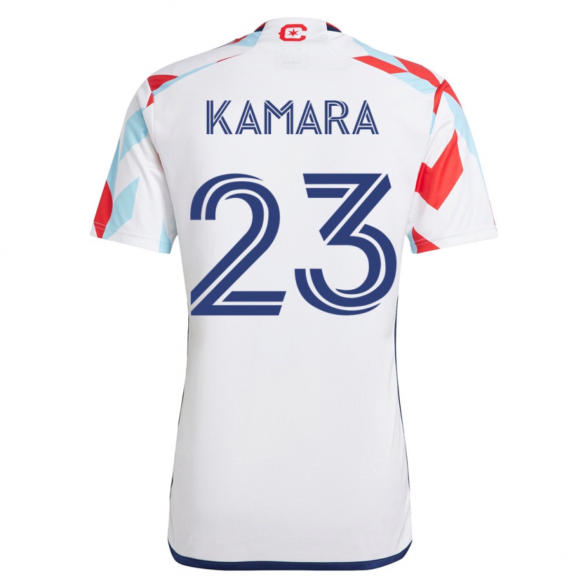 גברים קיי קמארה #23 לבן כחול הרחק ג'רזי 2023/24 חולצה קצרה