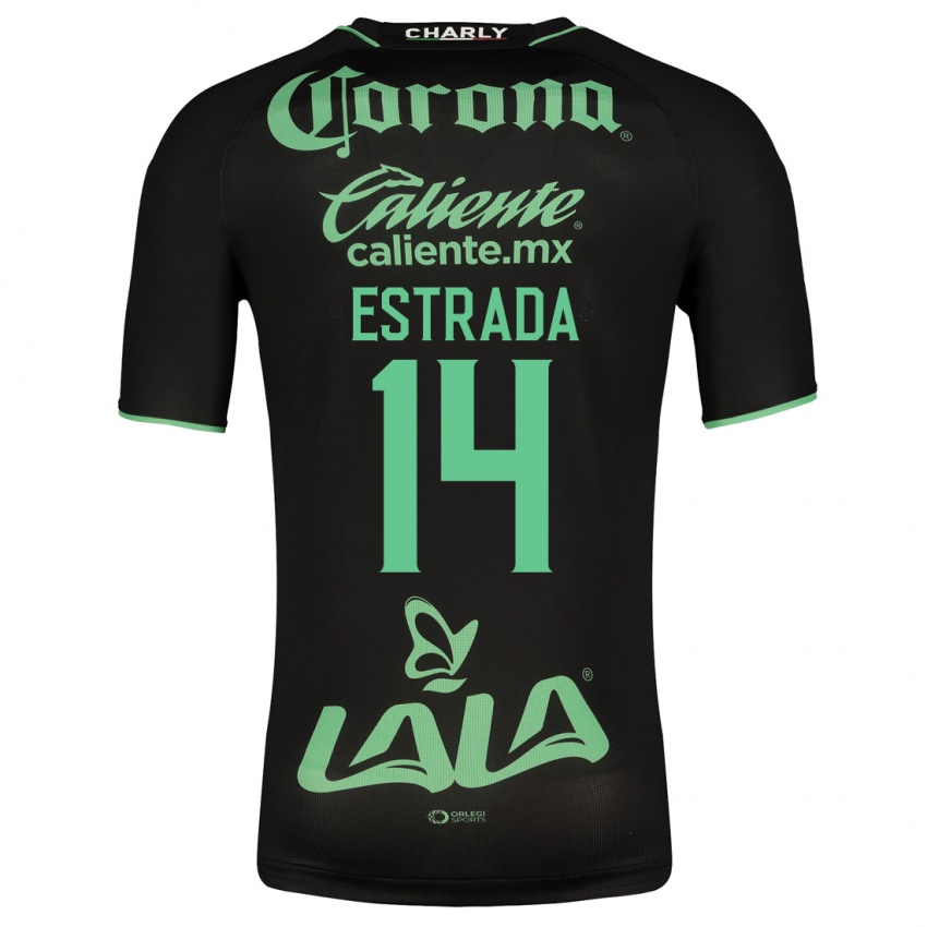 נשים Katia Estrada #14 שָׁחוֹר הרחק ג'רזי 2023/24 חולצה קצרה
