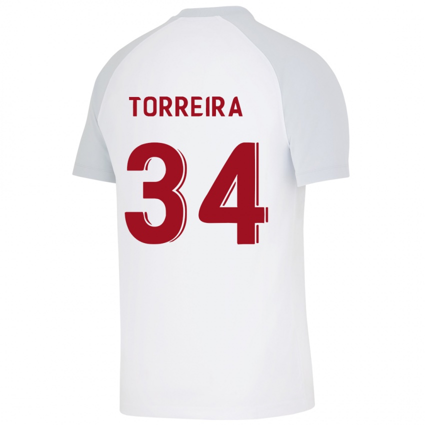 נשים לוקאס טוריירה #34 לבן הרחק ג'רזי 2023/24 חולצה קצרה