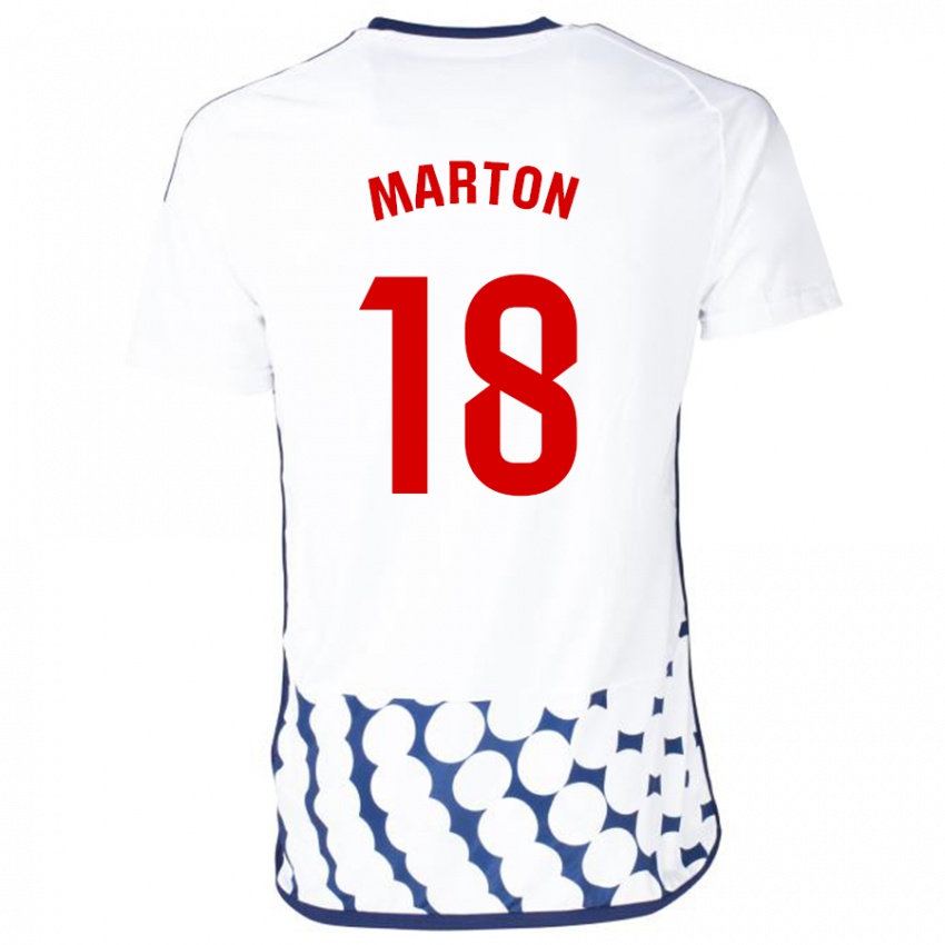 נשים חביאר מרטון #18 לבן הרחק ג'רזי 2023/24 חולצה קצרה