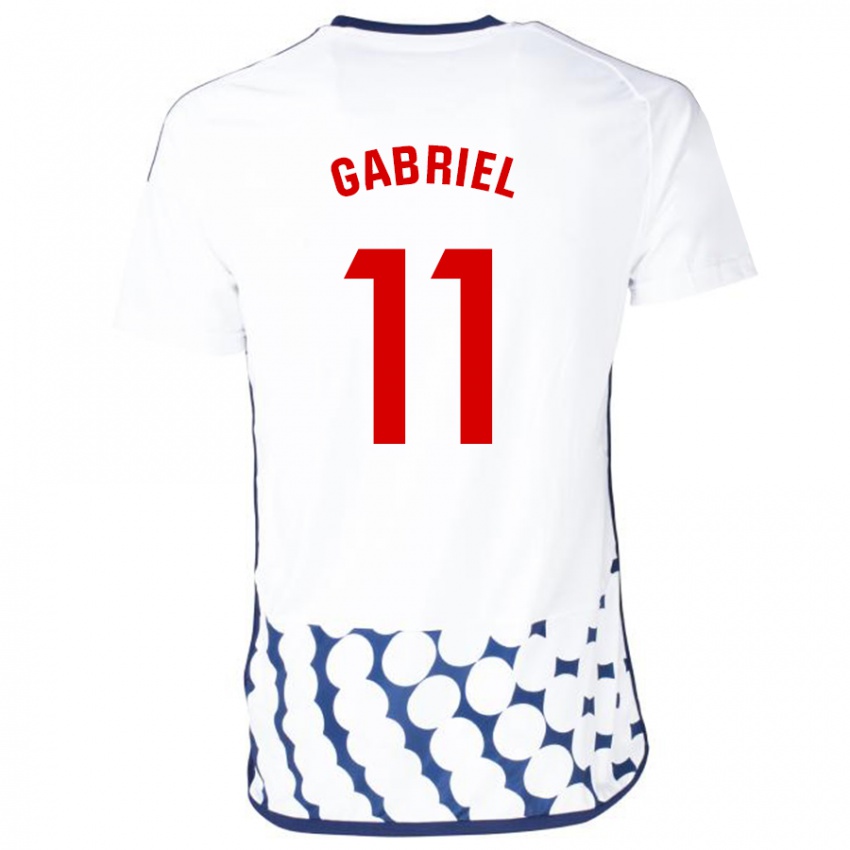 נשים סרחיו גבריאל #11 לבן הרחק ג'רזי 2023/24 חולצה קצרה