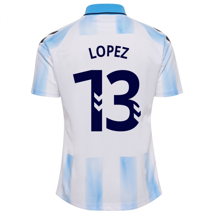ילדים קרלוס לופז #13 לבן כחול ג'רזי ביתית 2023/24 חולצה קצרה