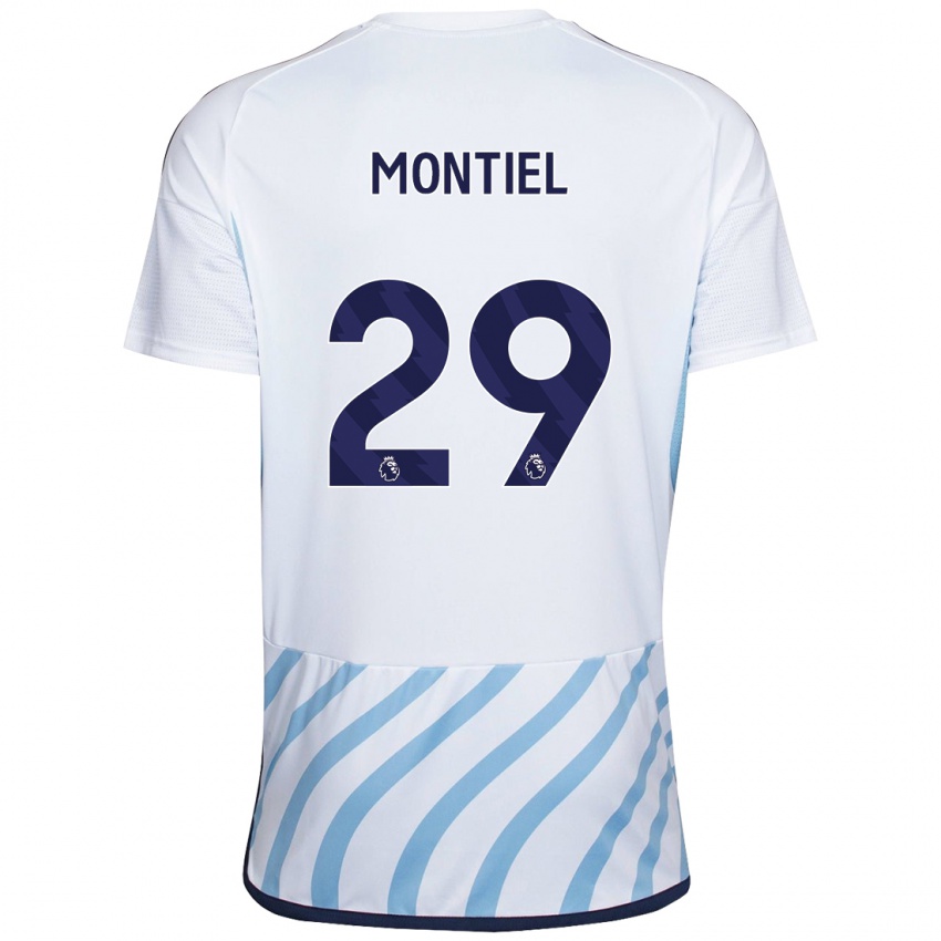 ילדים גונזלו מונטיאל #29 לבן כחול הרחק ג'רזי 2023/24 חולצה קצרה