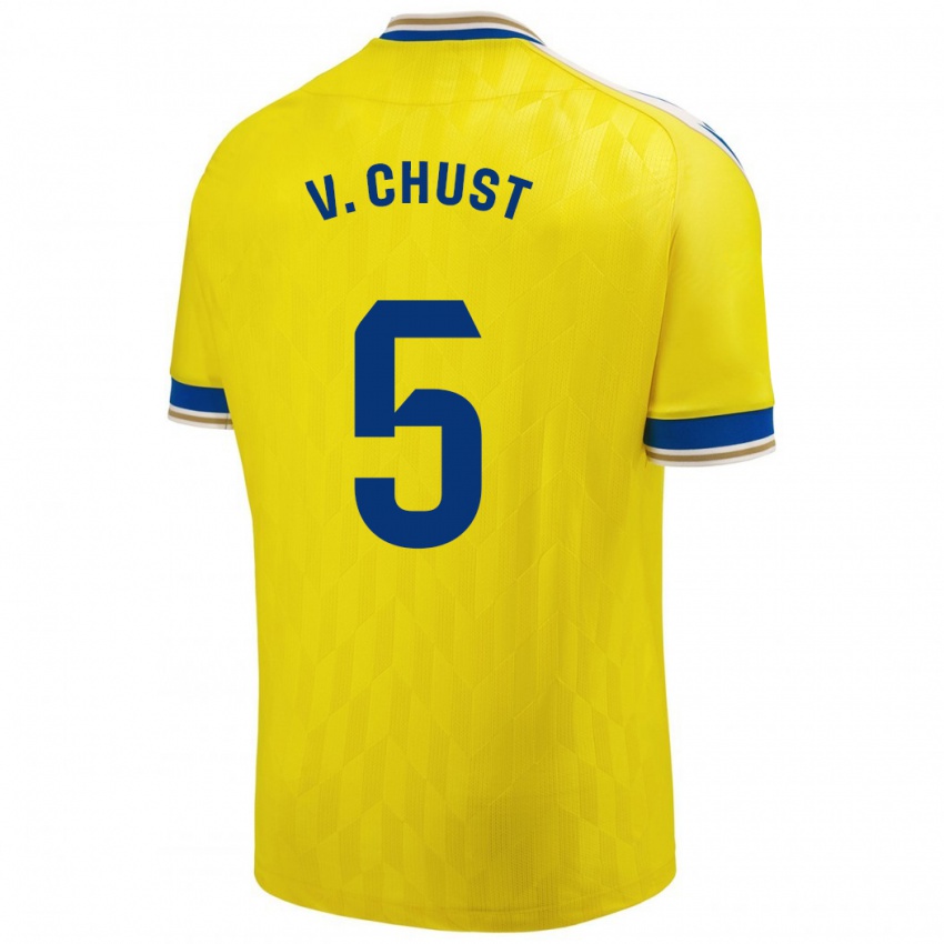 גברים Víctor Chust #5 צהוב ג'רזי ביתית 2023/24 חולצה קצרה