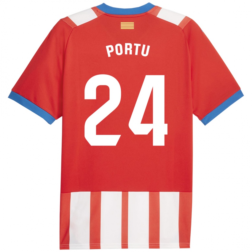 גברים Portu #24 אדום לבן ג'רזי ביתית 2023/24 חולצה קצרה